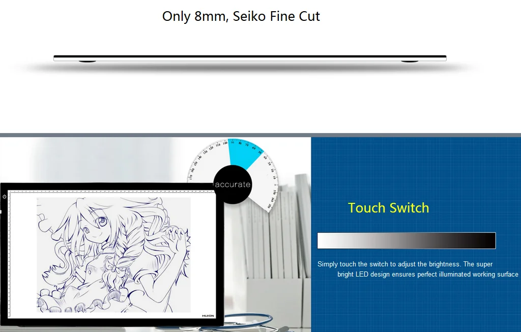 Huion 8,27 ''x 12,2'' A4 светодиодный светильник коробка профессиональная анимация ультра тонкая доска для рисования сенсорная Регулируемая подсветка