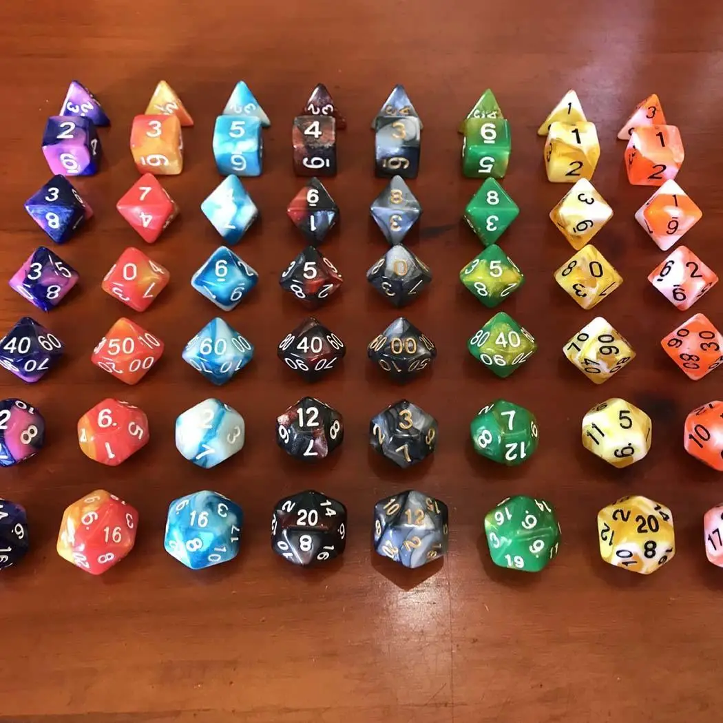 7 шт./компл. Творческий RPG игра в кости Красочные Разноцветные Игральные Кости