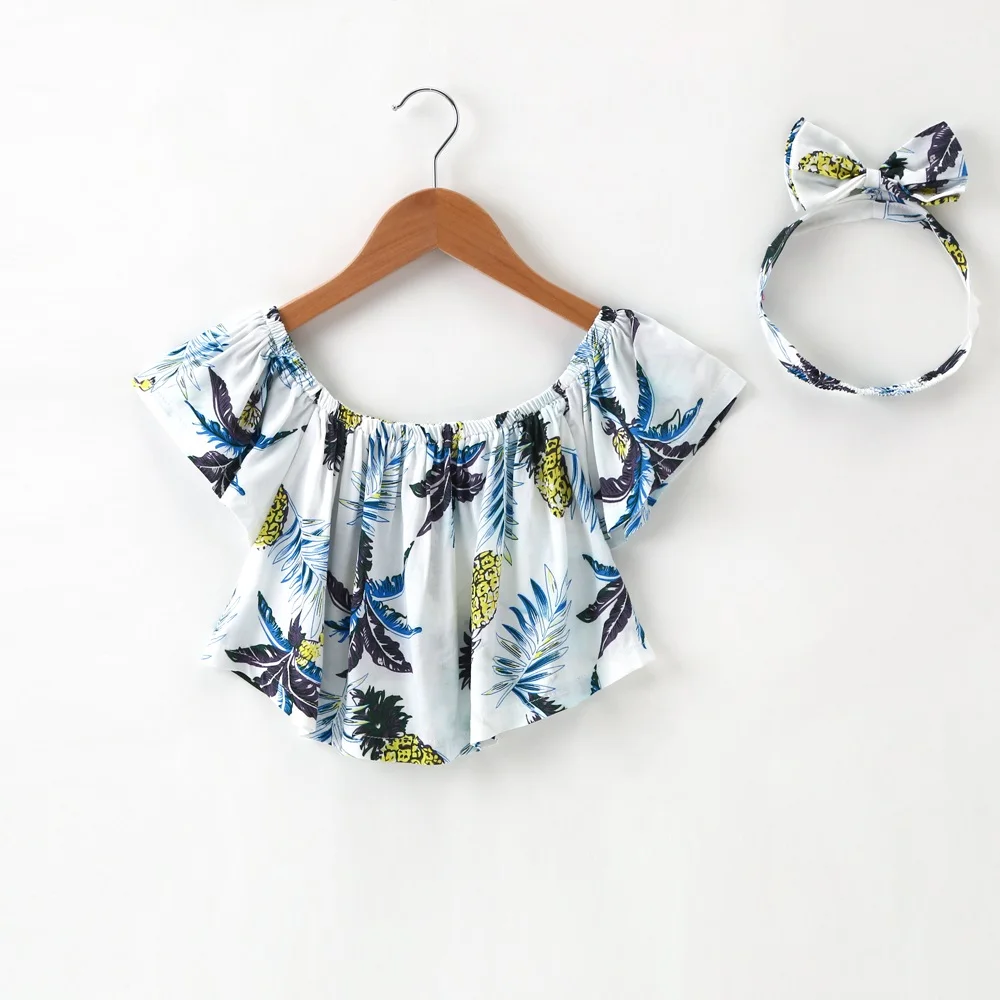 Тенденции моды для маленьких девочек с открытыми плечами рюшами Топы Блузка