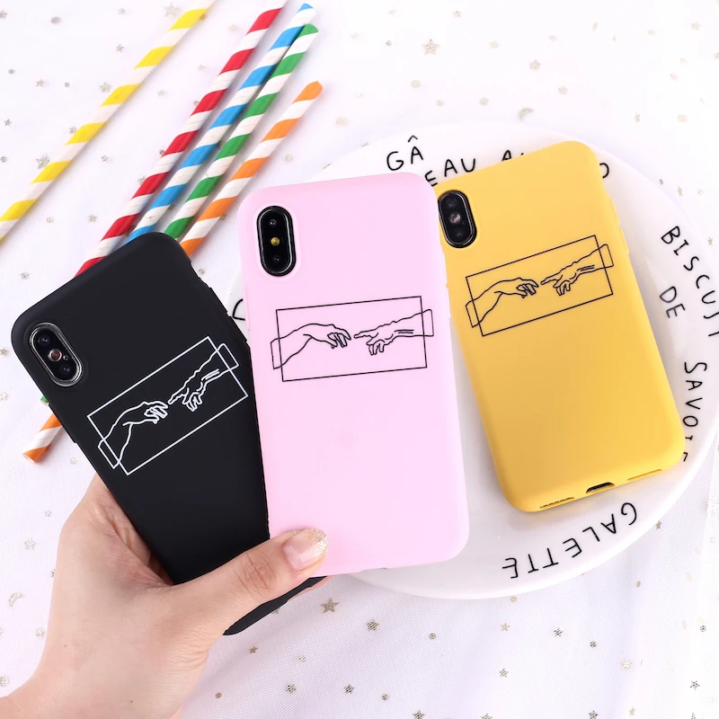 Mona Lisa Art David Line мягкий матовый чехол для телефона с рисунком конфет iPhone 12 11 7 7Plus 6S 8