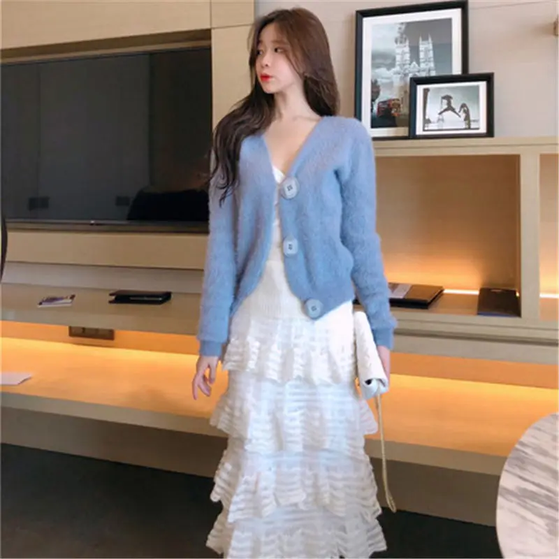 HziriP 2018 Autumn Winter Fashion Knitted Loose Sweater Women Solid Sweet Single Breasted Full Sleeve Sweaters Femme Cardigans |
