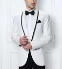 Модель 2015 года, индивидуальный стиль, Белая Шаль с отворотом, костюм для свадьбыужина вечерние (пиджак + брюки + галстук)