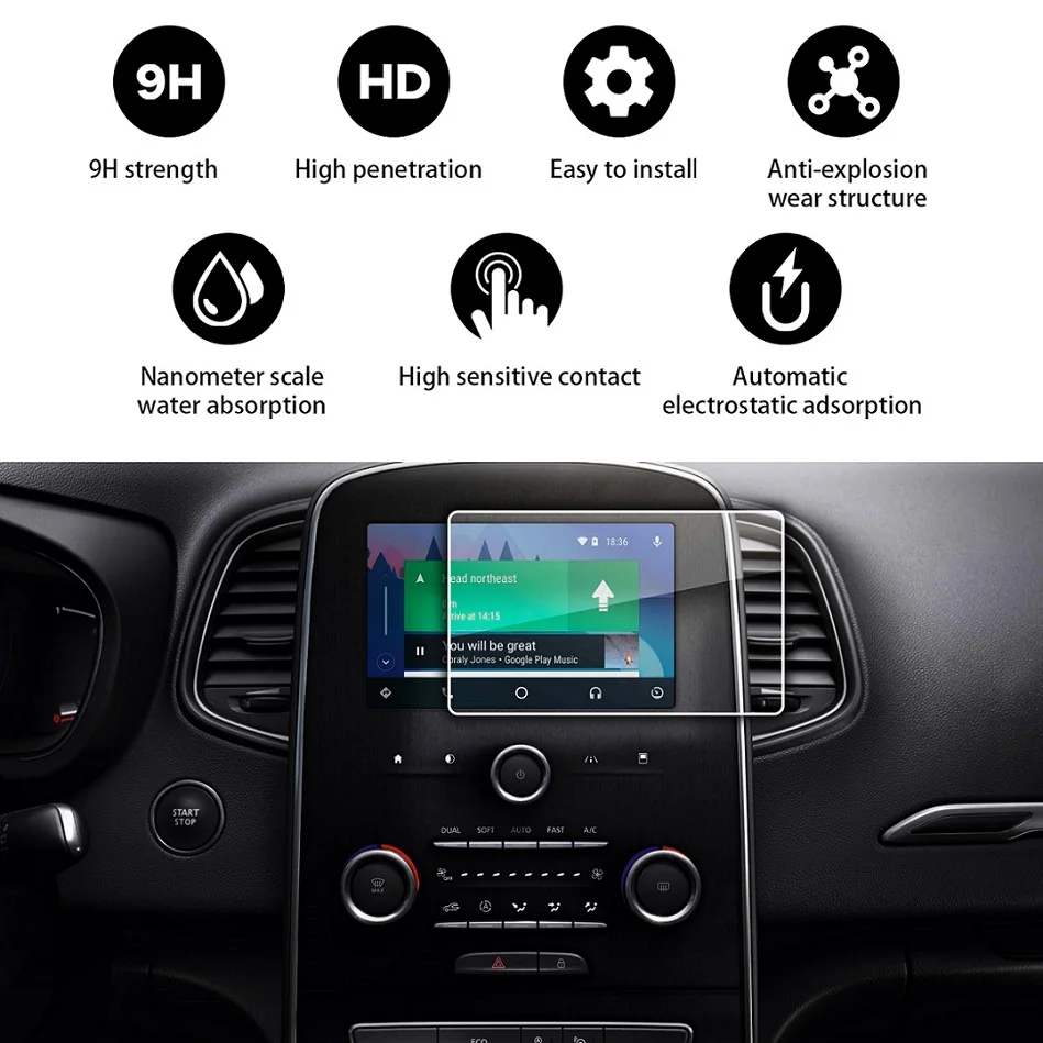 7inch RUIYA 9H Защитная пленка для экрана из закаленного стекла для Renault Grand Scenic 3 R-Link автомобильный gps-навигационный экран, предназначенный для автомобилей - Цвет: 7inch