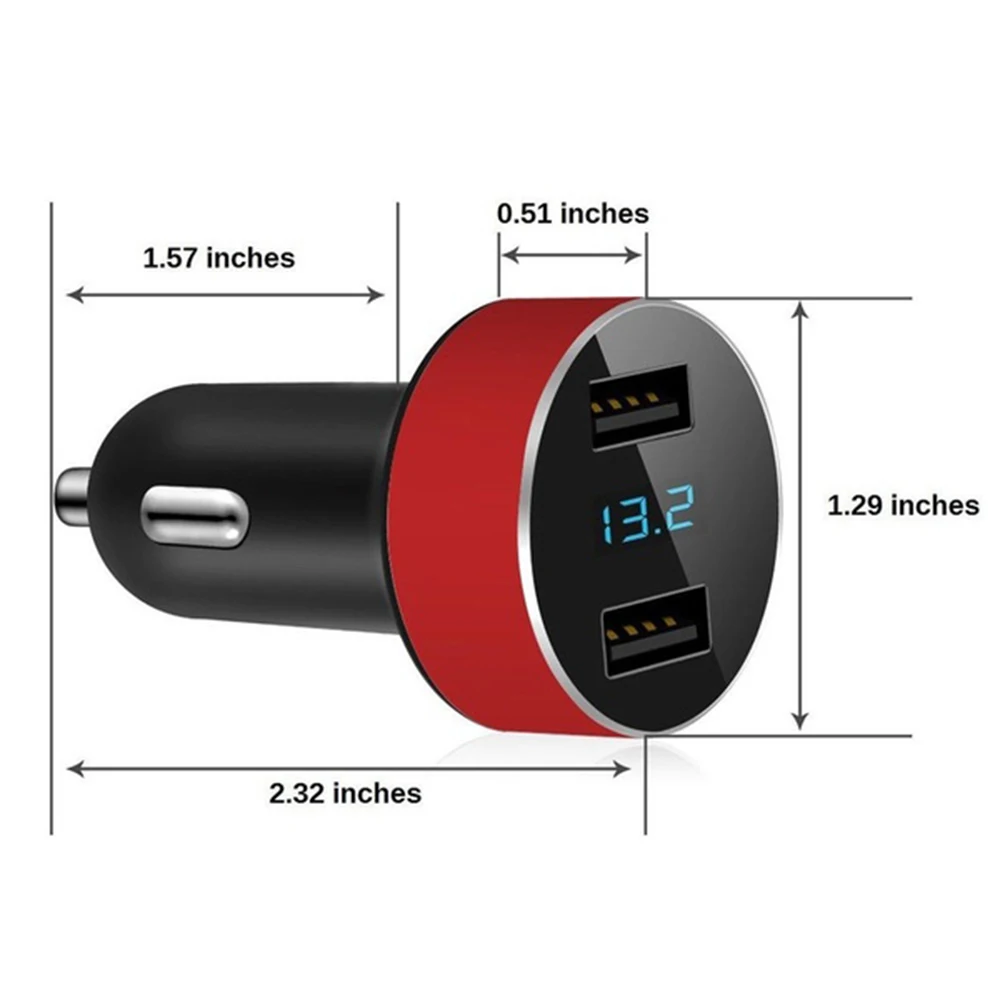 Автомобильное зарядное устройство с двумя USB-портами и светодиодным дисплеем 3 1 А