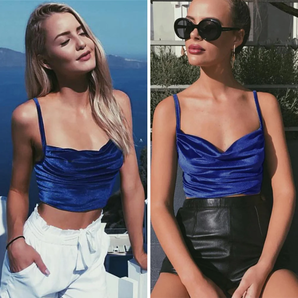 Для женщин Дамы Velvet Tank Топы бретели жилет Повседневная Блузка вечерние