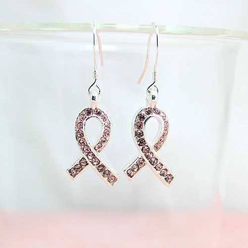 Рак молочной железы осведомленности розовая лента горный хрусталь серьги для