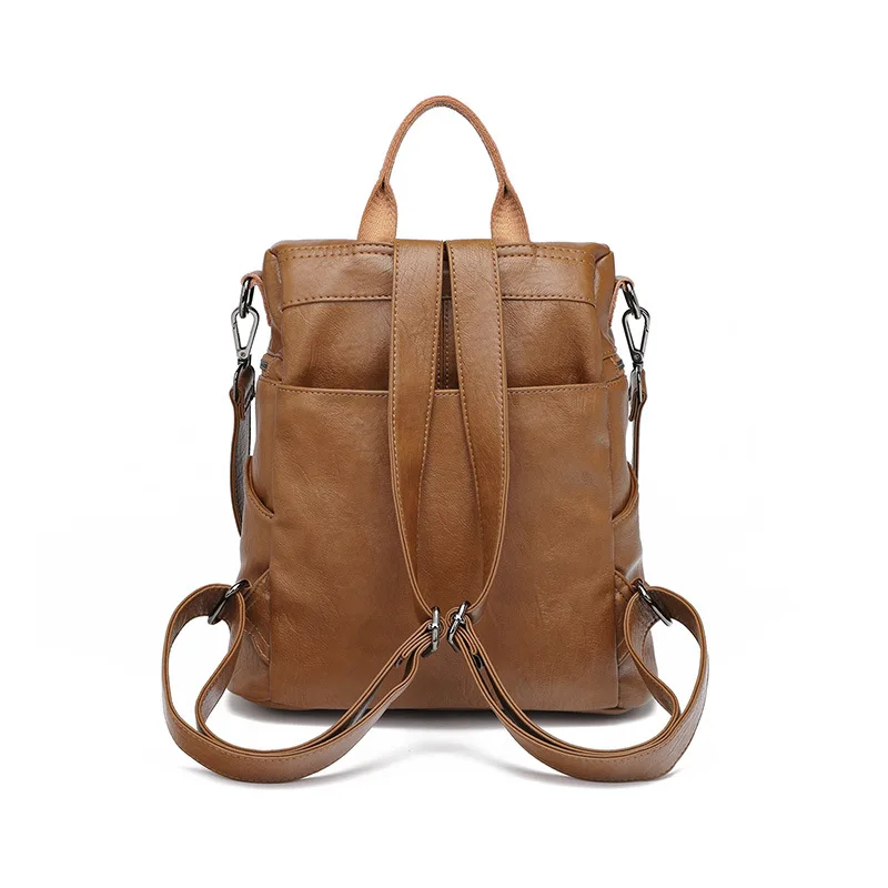 SHYMOON Women Backpacks Fashion Waterproof Travel Backpack Leather School Bags For Girl Feminine Multifuctional brown Mochila | Багаж и
