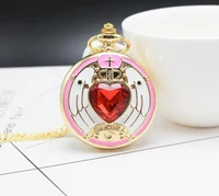 golden magic sakura pendant pocket watch for girls classic anime necklace clock gifts for students woman gift watch