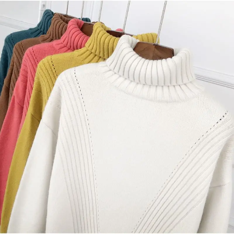 Spring Autumn Women Sweater 2018 New Fashion Turtleneck Pullover Solid color Winter Basic Tops Long sleeve Loose NZYD230 | Женская