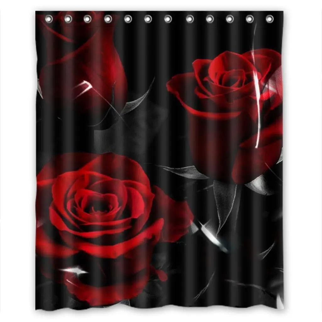 CHARMHOME Glam огненная красная роза и черные листья лучшая занавеска для ванной модная