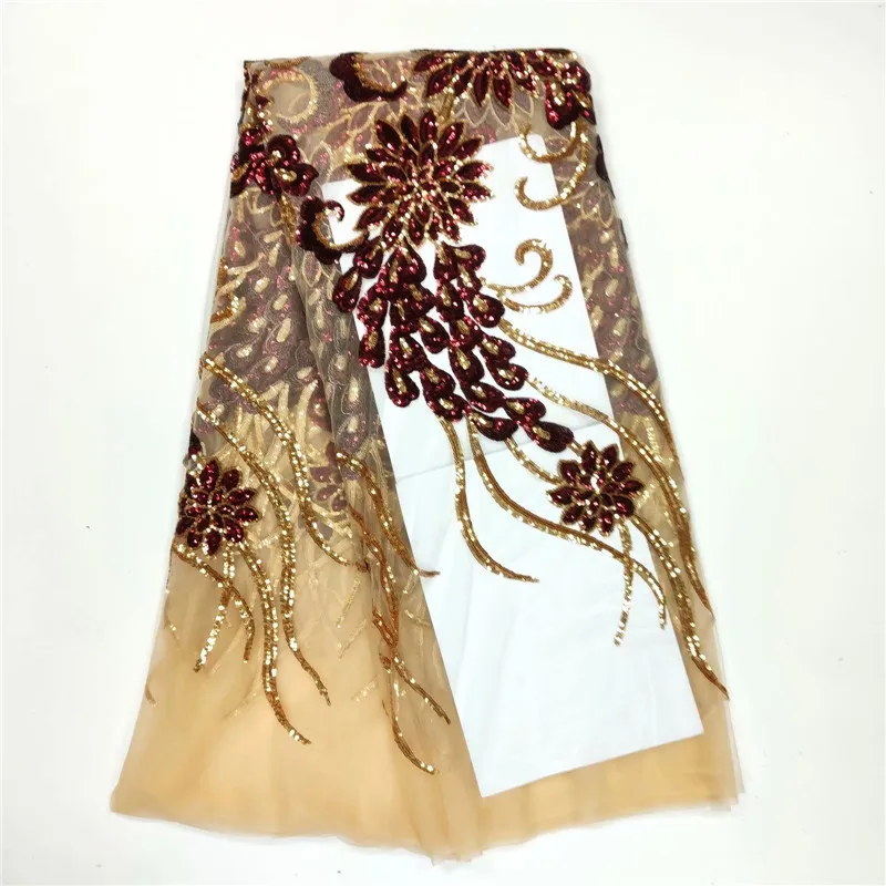 Новое поступление африканская кружевная ткань с золотыми блестками рисунком