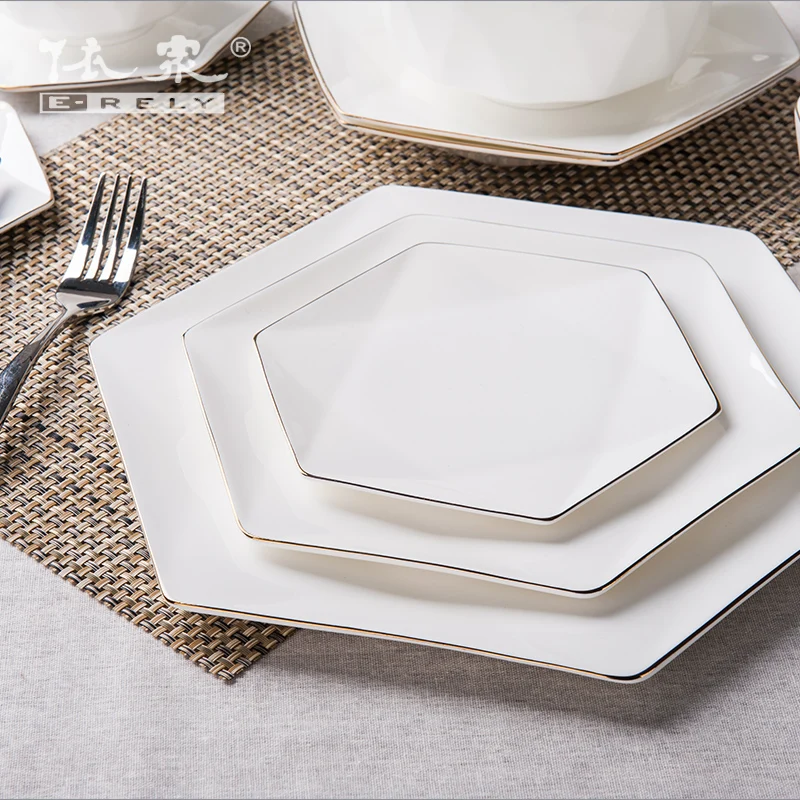 Высококачественная креативная китайская посуда Tangshan из белого костяного