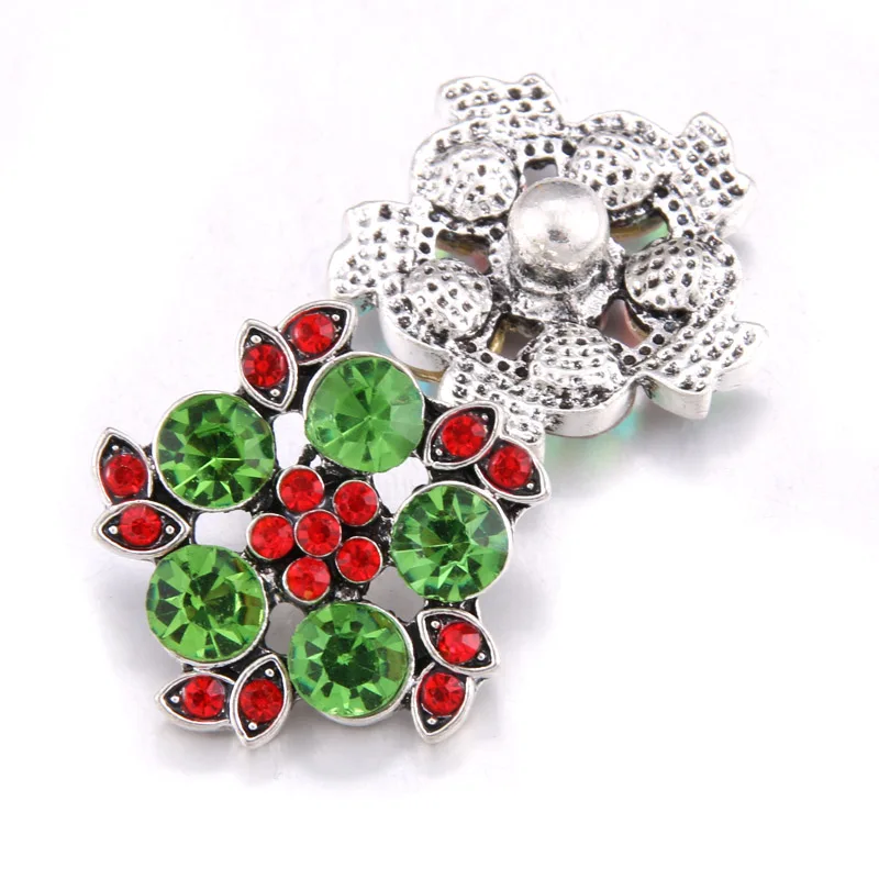 10шт/лот Новые модные украшения случайно смешанных цветов цветочный кристаллический металлический кнопки 18мм Женские обереги-браслеты и Браслет с кнопкой.