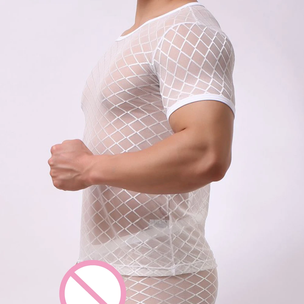 Летняя мода Мужская сексуальная сетка прозрачная экзотическая нательная