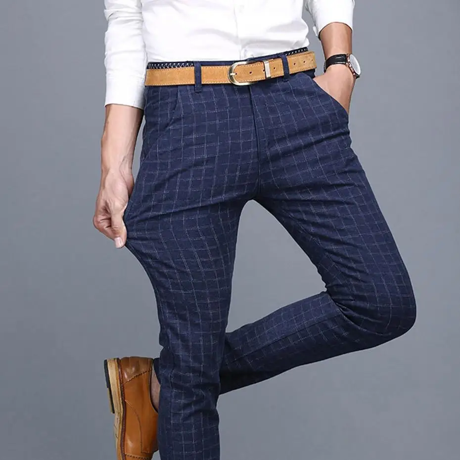 Мужская одежда брюки Англия плед Бизнес повседневное Slim Fit Pantalon A Carreau Homme классический винтажный клетчатый костюм брюки для свадьбы
