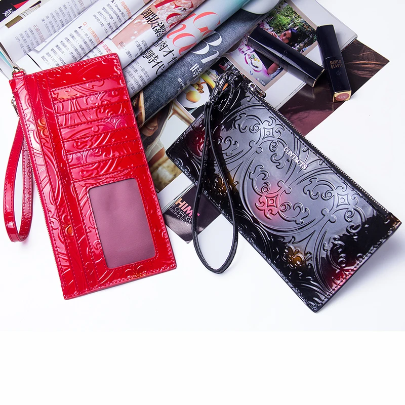 

Fashion Style Women Clutch New Wallet Genuine Leather Wallets Zipper Long Purse Strap Coin Purse For iPhone X Card Holder Bag