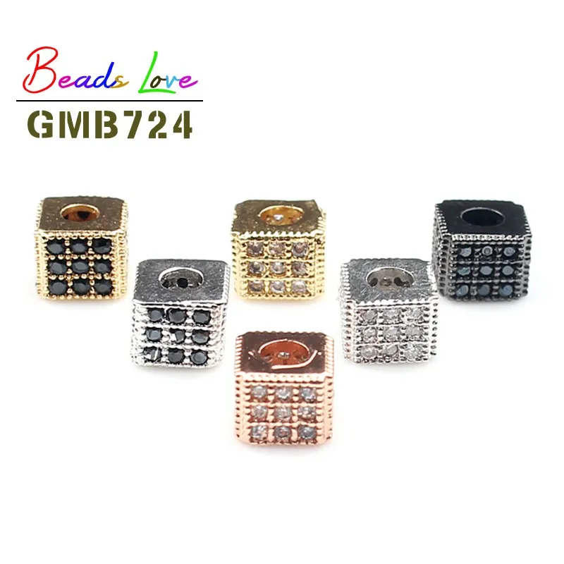 3 шт./лот 6*5 мм Металлический Micro Pave циркониевые кристаллы квадратный Форма медные