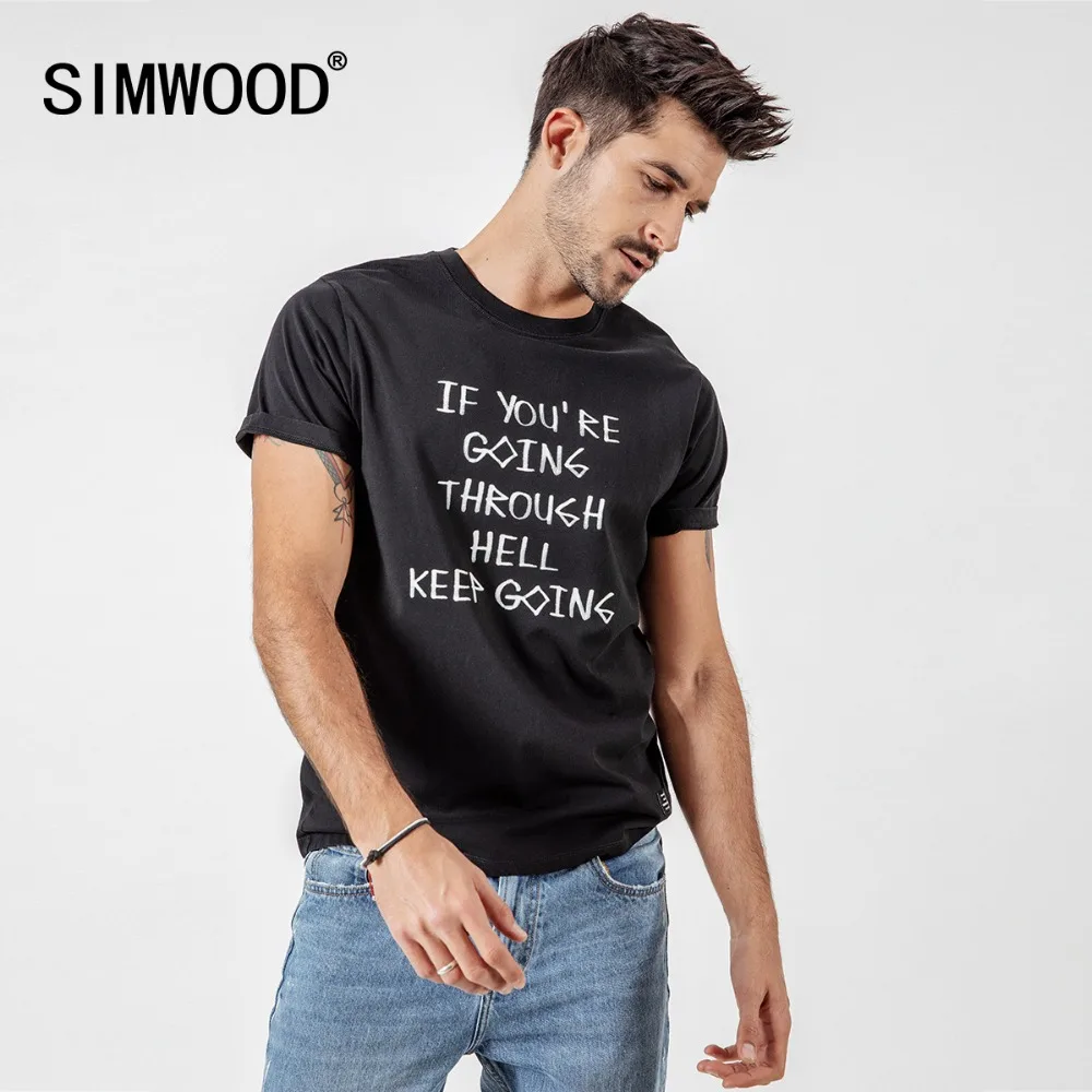 Футболка SIMWOOD мужская с коротким рукавом повседневная Облегающая рубашка