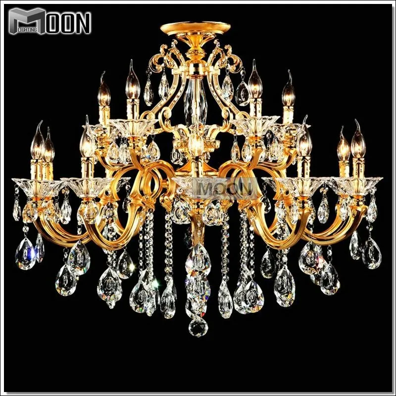 

Luxurious Golden Chandelier Crystal Light Fixture Lustre Crystal Lamp Fitting Suspension Light with 100% k9 Crystal MD88008