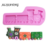 1pcs 3d train candle silicone molds resin clay soap mold baby birthday cake decorating fondant mould chocolatecandy moulds d0087
