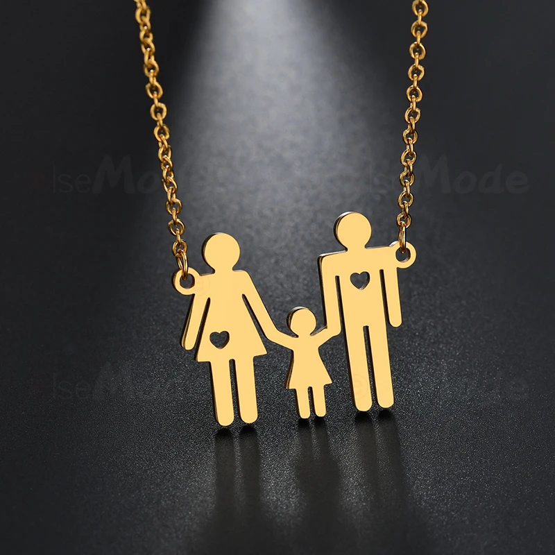 ELSEMODE папа мама дочь семья подвески ожерелья из нержавеющей стали родители любовь