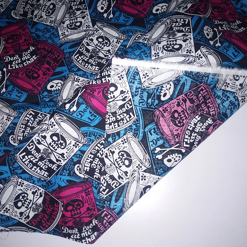 Новая хлопчатобумажная ткань с принтом черепа крутая материал для шитья сделай