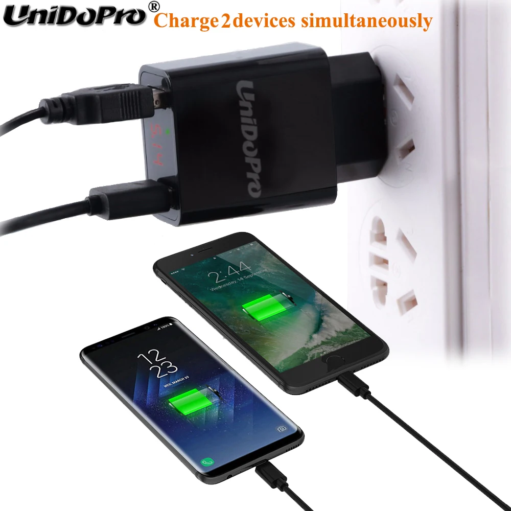 UNIDOPRO светодиодный дисплей 2 USB зарядное устройство для телефона с европейской вилкой Max 2.2A Смарт Быстрая зарядка мобильное зарядное устройство для iPhone всех смартфонов