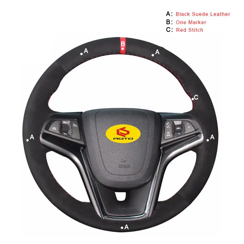 Suede Leather Авто оплетка на руль Крышка для Chevrolet Malibu 2011- вольт 2011- Внутренний чехол рулевого колеса автомобиля кожа - Название цвета: Suede Leather