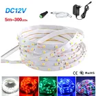 Светодиодная лента 5 м 300 светодиодов SMD 3528 Диодная лента 12 В с адаптером питания 2 а Высококачественная Светодиодная лента гибкая светодиодная лента