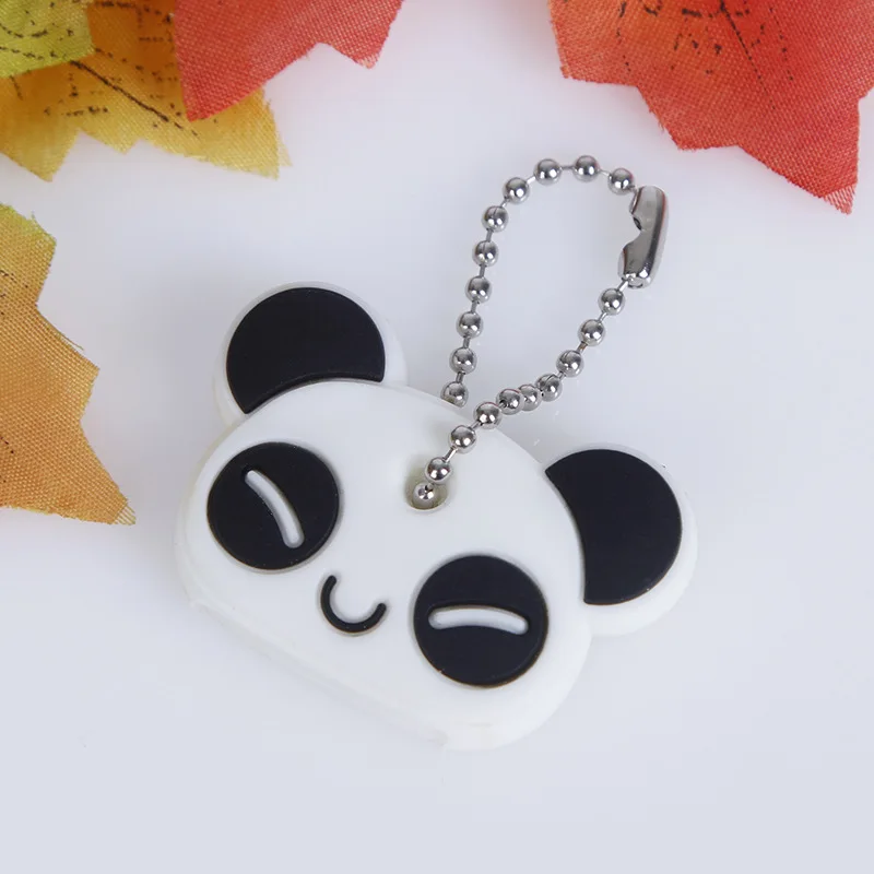 White Panda 4 шт Kawaii 4 см ключ бумажник резиновый ключ держатель кошелька чехол для ключей пальто - Цвет: White Panda