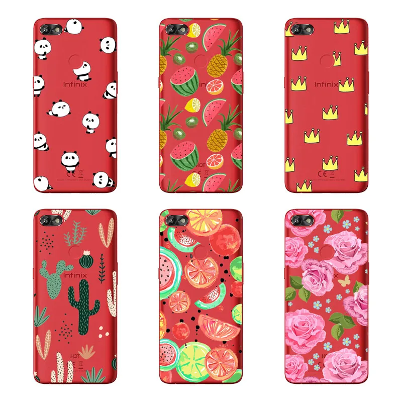 Infinix HOT 6 X606 X606B X606C X606D Case Silicon Black Painting flower Soft TPU Back Cover for protect Phone cases |