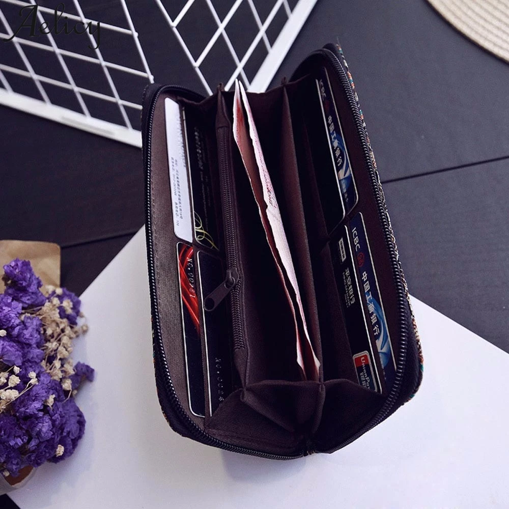 Aelicy National Wind Женский Длинный кошелек держатель для кредитных карт Складная