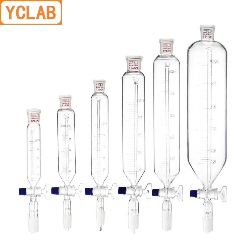 YCLAB 100mL 19/26 &amp 24/29 Constant Pressure Funnel with Graduation High Temperature Resistance Glass Lab Chemistry Equipment |
