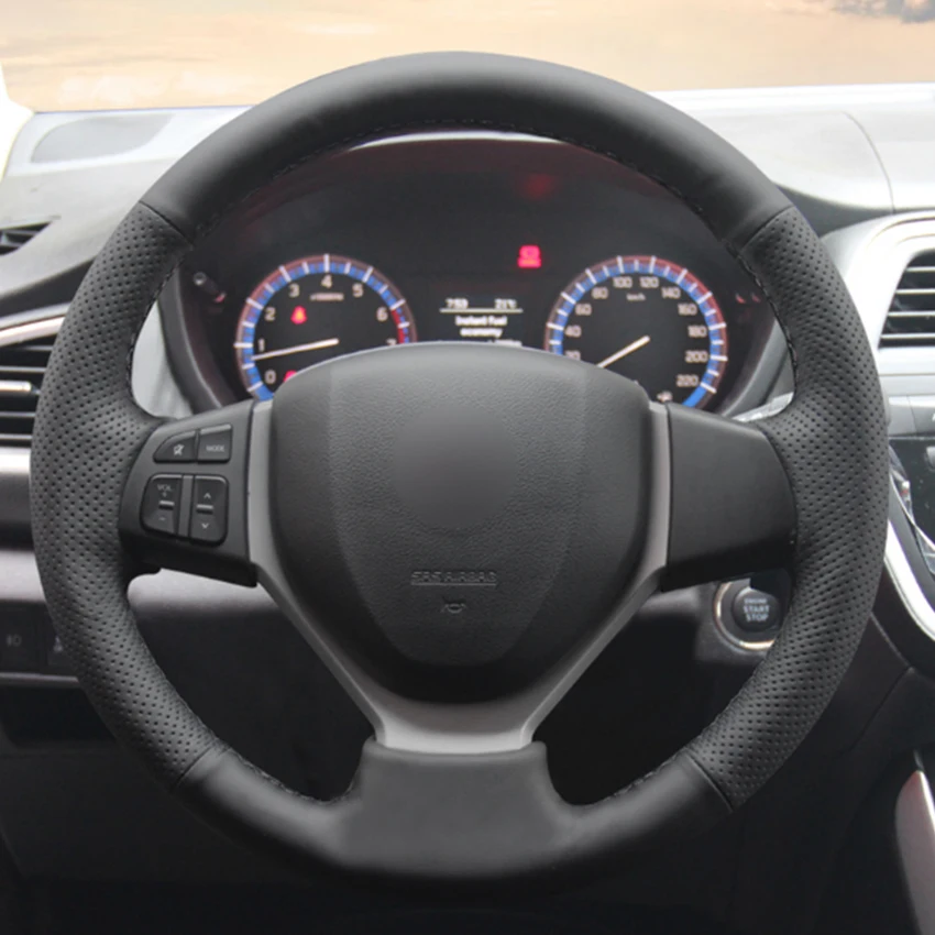 Черная оплетка рулевого колеса из натуральной кожи для Suzuki CELERIO S CROSS SX4 2013 2014 Vitara