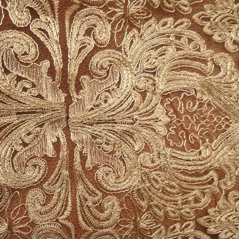 Золотые барочные сердца Большие кружевные ткани тюль Высококачественная