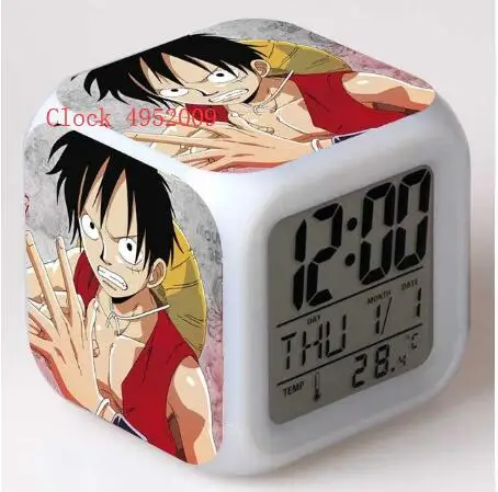 ONE PIECE Kids Toys Cartoon Alarm Clock Led digital alarm clock electronic wake up light table reveil wekker |