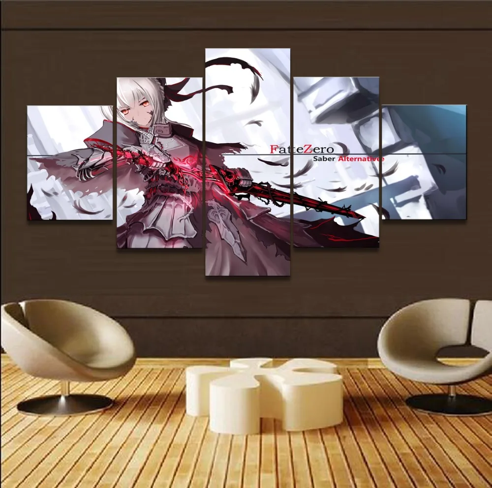 5 шт. аниме Fate Zero Saber альтернативные Модульная картина напечатанная на холсте