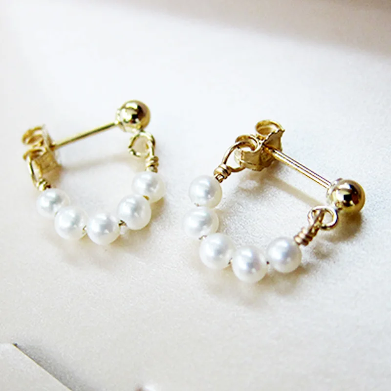 Женские 14k позолоченные пресноводные жемчужные серьги с бисером женские