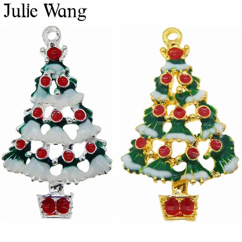 Julie Wang 1 упаковка сплав эмаль подвески для рождественской ёлки золотой серебряный