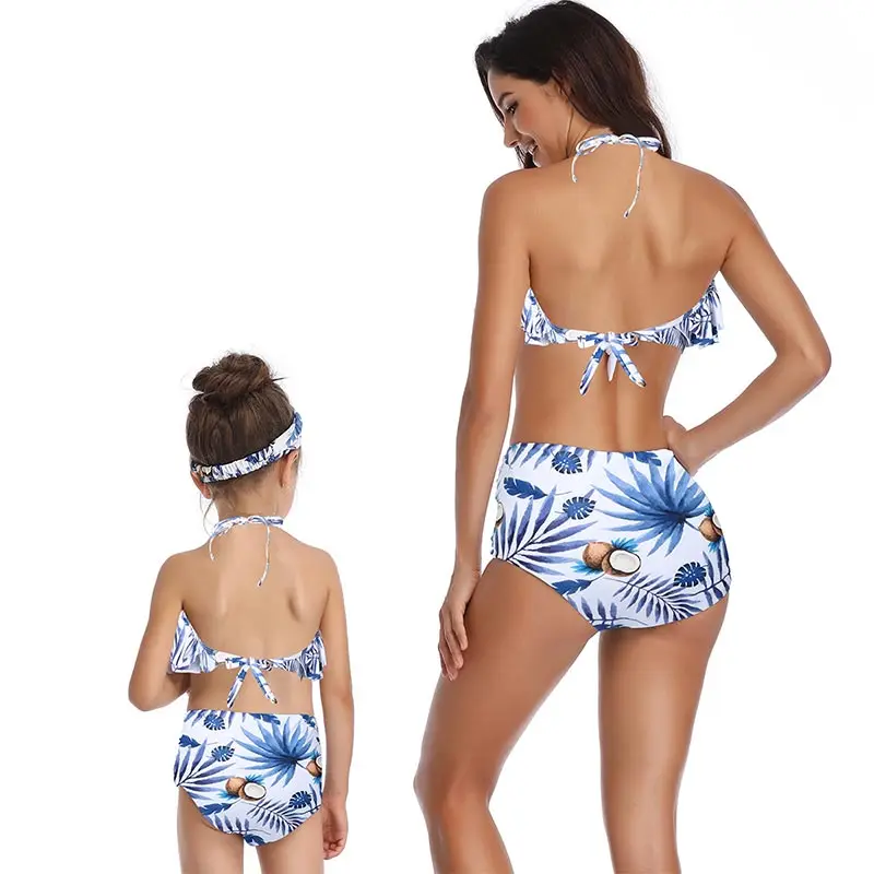 2019 летние Семейные одинаковые купальники нейлоновый Повседневный купальник