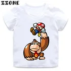 Футболка для мальчиков и девочек с принтом Ослик Конг кантри Забавная детская одежда детская летняя белая футболка ooo5221