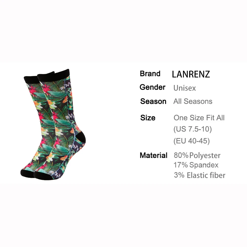 Мужские и женские модные забавные носки с тропическим цветочным принтом 2020 3d 200