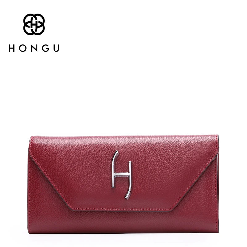 HONGU Fashion Brands Natural Genuine Leather Wallets Evening Bags Women Top-Handle Wristlets Leisure Passcard holder Hasp Purses | Багаж и