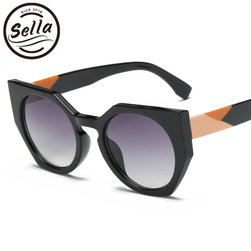 Sella Новинка 2018 года модные женские туфли негабаритных Cateye Солнцезащитные очки