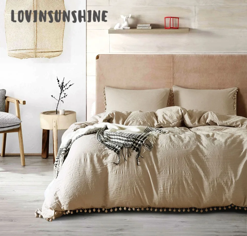 LOVINSUNSHINE постельное белье набор пододеяльников для пуховых одеял королева набор постельного белья Чистый Белый мытый шарики роскошные постельные принадлежности AB#90