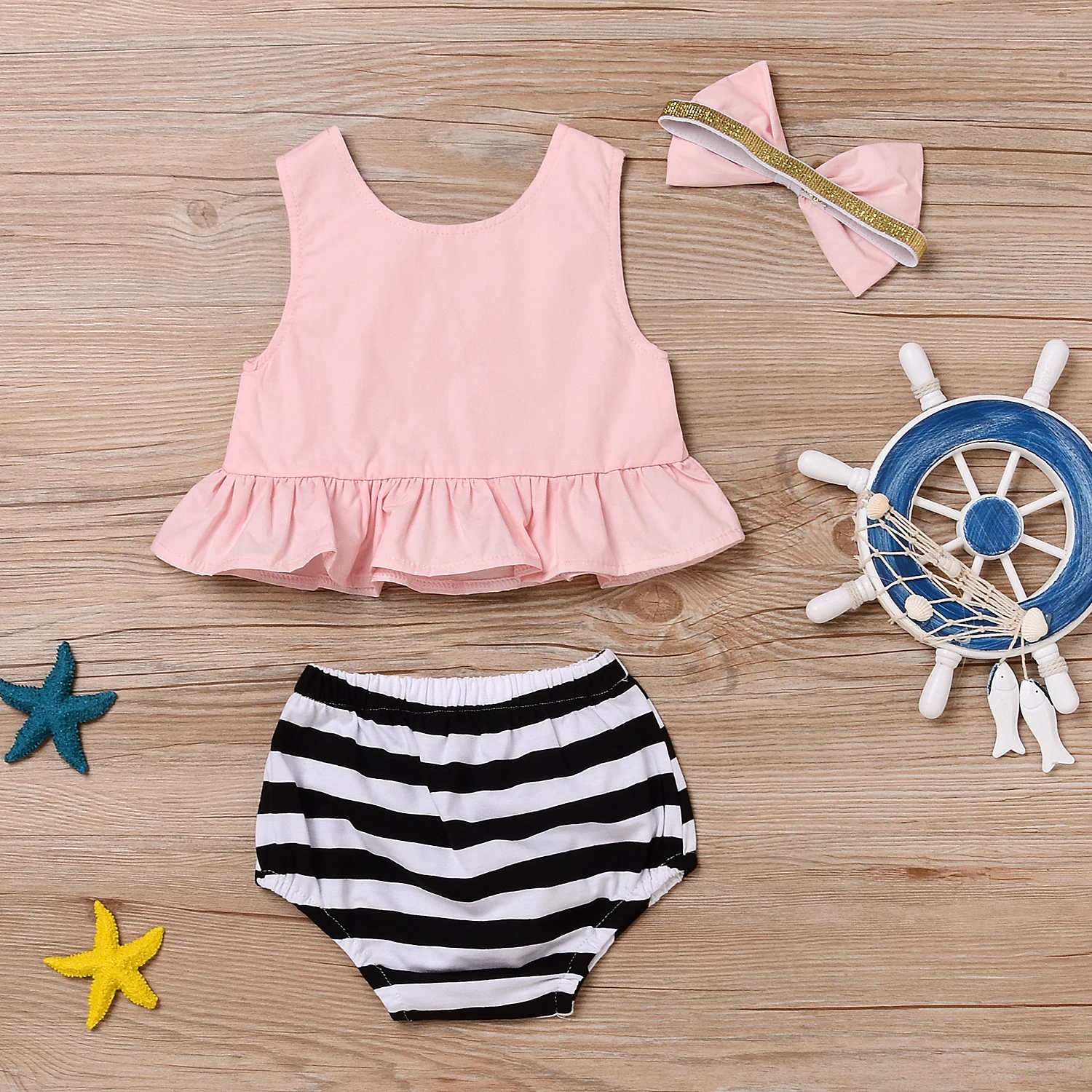 Модный розовый топ без рукавов для маленьких мальчиков и девочек + полосатые