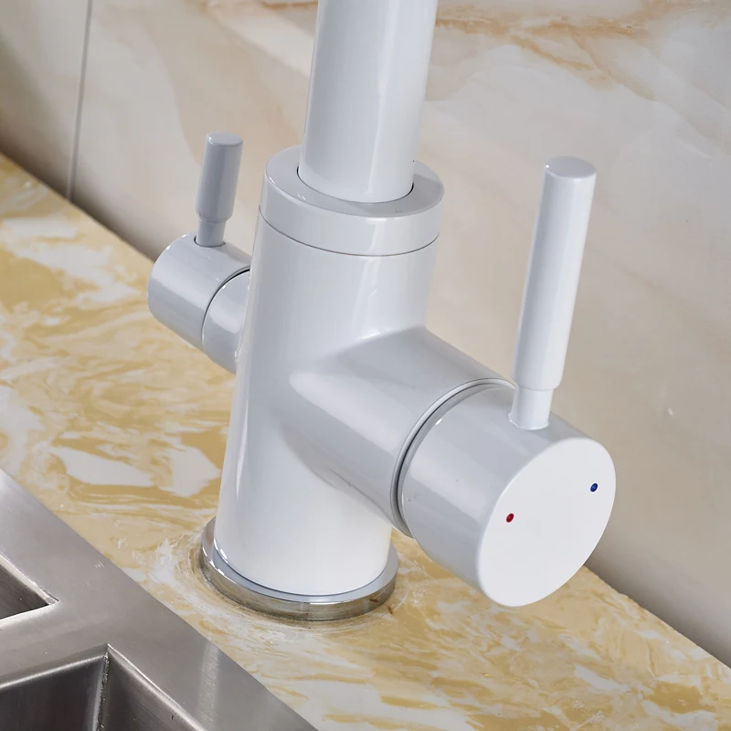 Uythner Новый Белый крашеный кухонный кран Pur для воды раковины с одним отверстием