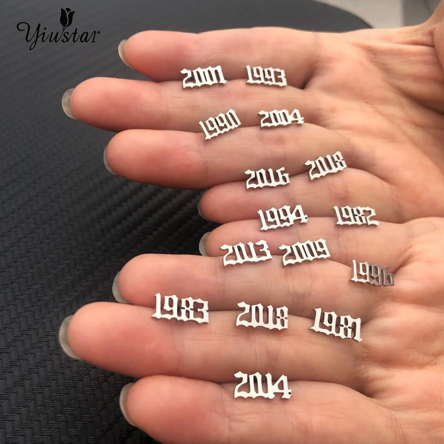 Женские серьги из нержавеющей стали Yiustar гвоздики с цифрами подарок на день
