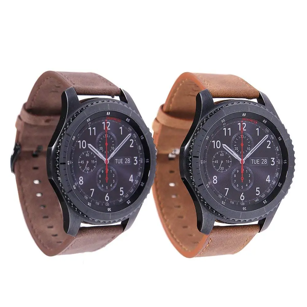 Кожаный ремешок 22 мм для Samsung Galaxy Watch 46 мм/Gear S3 наручный Huawei GT 2 1 мм/2 Pro