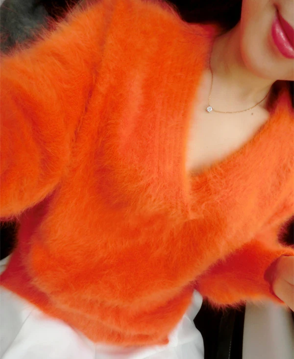 Soft Fluffy Angola New Style Genuine Mink Cashmere Sweater Women Free Shipping S1958 | Женская одежда